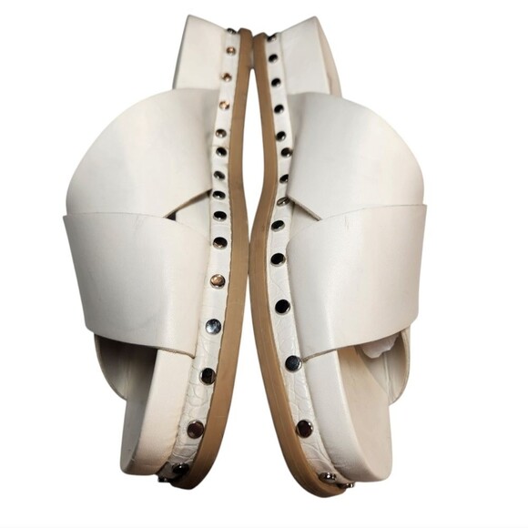 Dolce Vita Gracy Platform Sandal Slip On Slides White Leather Silver Studded 9.5 - Picture 5 of 11